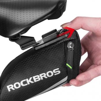 Preview: ROCKBROS | Fahrradsatteltasche – Satteltasche für MTB, Rennrad und Faltrad, 15 x 6,5 x 5 cm, mit Befestigungsriemen und Halterung