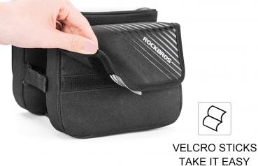 Preview: ROCKBROS | Fahrrad Rahmentasche – Oberrohrtasche mit Handytasche und Seitentasche, Touchscreen-fähig für iPhone X/XS Max, iPhone 7/8 Plus und Handys bis 6,0"