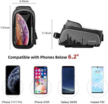 Preview: ROCKBROS | Fahrradtasche – Wasserdichte Rahmentasche mit Touchscreen-Handyhülle für Handys bis 6,5"