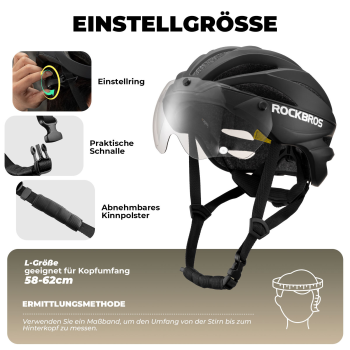 ROCKBROS | Fahrradhelm mit abnehmbarem Visier – Integrierter Schutzhelm (58-62 cm)