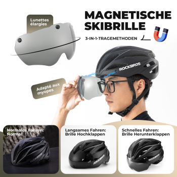 ROCKBROS | Fahrradhelm mit abnehmbarem Visier – Integrierter Schutzhelm (58-62 cm)