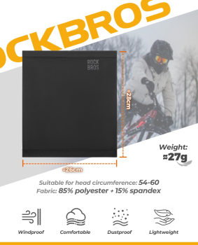 Preview: ROCKBROS | Halbe Sturmhaube Winter – Warmer Schlauchschal & Nackenwärmer, Unisex Outdoor-Maske