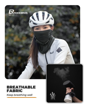 Preview: ROCKBROS | Halbe Sturmhaube Winter – Warmer Schlauchschal & Nackenwärmer, Unisex Outdoor-Maske