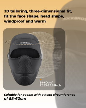 Preview: ROCKBROS | Motorrad Sturmhaube – Fleece Balaclava Kopfhaube für Schutz & Wärme, Fahrrad/Motorrad