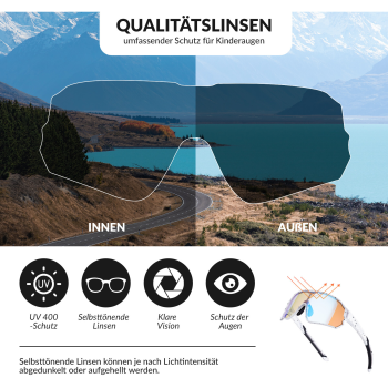ROCKBROS | Kinder Fahrradbrille – Photochrom & Polarisierend | UV400