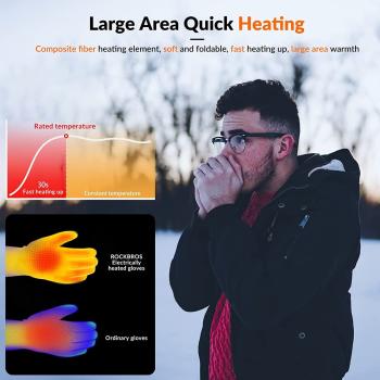 Preview: ROCKBROS | Winter Beheizte Handschuhe – Elektrische Heizhandschuhe mit Touchscreen für Motorradfahrer