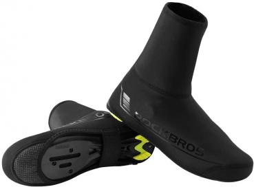 ROCKBROS | Überschuhe Fahrrad Shoecover Überzieher für Radsport Rennrad MTB Abdeckung Windfest Damen Herren Unisex Schwarz (S für 38-42/ L für 42-46)