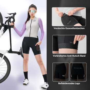 Preview: ROCKBROS | TVI Fahrradshorts Damen – 4D-gepolsterte Radlershorts, kurze Radhose, elastische Leggings