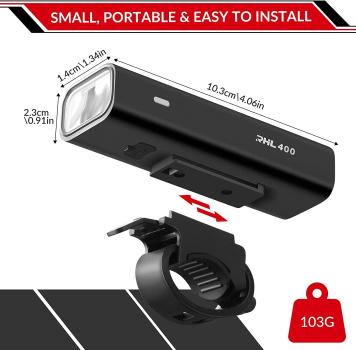 ROCKBROS | USB LED-Fahrrad-Frontlicht – Wasserdicht, wiederaufladbar, 400 Lumen (4 Modi)