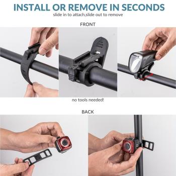 Preview: ROCKBROS | Fahrradlicht-Set – StVZO-zertifiziert, 100 Lux, wasserdicht und USB-aufladbar