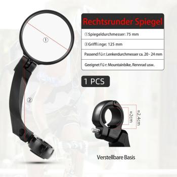 ROCKBROS | Fahrradspiegel – HD Rückspiegel, 360° drehbar, für MTB, E-Bike & Rennrad