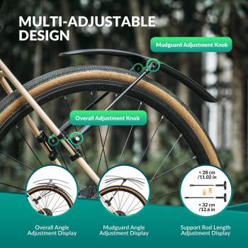 Preview: ROCKBROS | Fahrrad Schutzblech Set – Vorne und Hinten, Schnellspanner, Verstellbar, 27,5 Zoll, Leichtgewicht