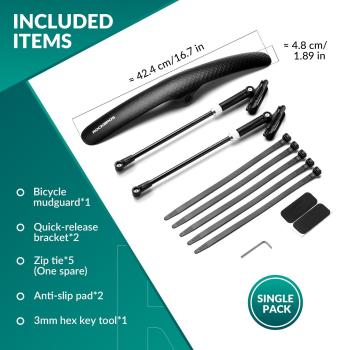Preview: ROCKBROS | Fahrrad Schutzblech Set – Vorne und Hinten, Schnellspanner, Verstellbar, 27,5 Zoll, Leichtgewicht