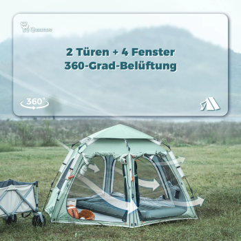 Qunature | Pop-Up Campingzelt – Wasserdichtes Kuppelzelt für 2-4 Personen, schnell aufbaubar