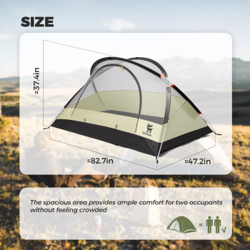 Qunature | Campingzelt – Wasserdichtes 2-Personen Rucksackzelt mit stabiler X-Struktur