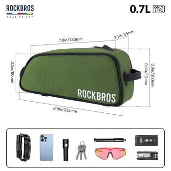 Preview: 3012004500 (green, white, grey, orange, black), ROCKBROS bicycle top tube bag frame bag bag for MTB road bike 5 color 0.7L