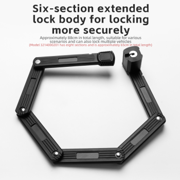 Preview: ROCKBROS | Faltschloss Fahrrad Schloss – Tragbares Schloss mit 2 Schlüsseln, 65/88 cm Länge, Rennrad, MTB, E-Bike