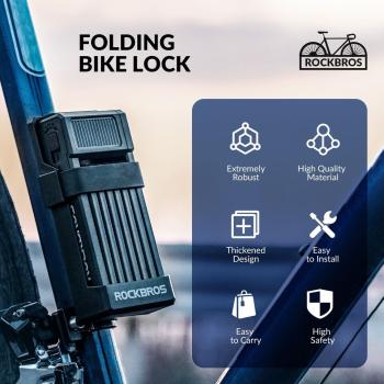 Preview: ROCKBROS | Fahrrad Faltschloss mit 2 Schlüsseln – 65 cm, Tragbar, Robust, für Rennrad, MTB, E-Bikes und mehr