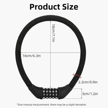 Preview: ROCKBROS | Fahrrad Kabelschloss – 5-stellige Zahlenkombination, Schwarz, Robust & Sicher