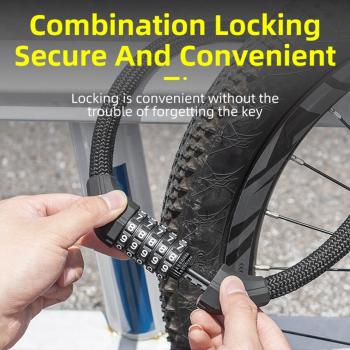 ROCKBROS | Fahrrad Kabelschloss – 5-stellige Zahlenkombination, Schwarz, Robust & Sicher