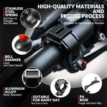 Preview: ROCKBROS | Fahrradklingel – Klare & Langanhaltende Töne für 22,2 mm Lenker | MTB & Citybike