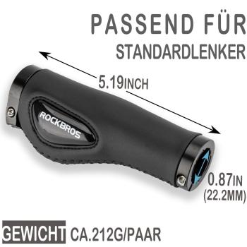 Preview: ROCKBROS | Anti-Rutsch Fahrradgriffe – Doppelter Lock-On Griff für MTB, Rennrad & Citybike (22,2 mm)
