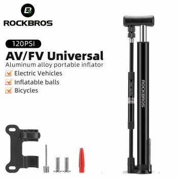 Preview: ROCKBROS | Mini Fahrradpumpe mit Barometer – 120 PSI Hochdruck Luftpumpe für Presta & Schrader Ventile