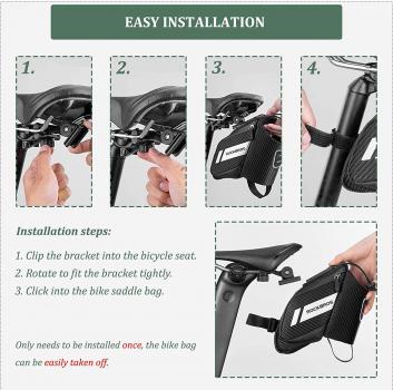 Preview: ROCKBROS | Fahrradsatteltasche mit Flaschenhalter – Reflektierende Fahrradtasche für MTB, Rennrad & Faltrad, ca. 1L, in Schwarz