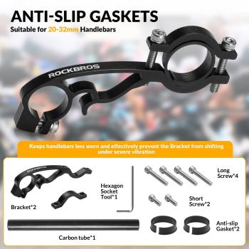 Preview: ROCKBROS | Lenkerverlängerung – Robuster Lenkerhalter für Fahrräder – Erweiterungshalterung für mehr Komfort und Flexibilität
