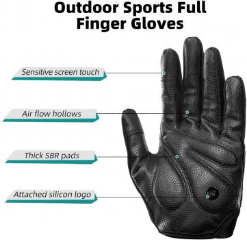 Preview: ROCKBROS | S253 Herren Fahrradhandschuhe Vollfinger – Frühling/Herbst Handschuhe mit Touchscreen-Funktion, SBR Sporthandschuhe für Radfahren und Motorradfahren (Größen M-XXL)