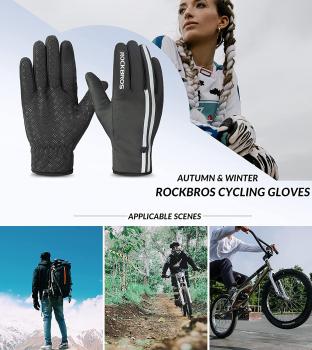 ROCKBROS | Fahrradhandschuhe für Herren – Warme Winterhandschuhe, Vollfinger, Touchscreen-fähig für Outdoor-Sportarten (Radfahren, Wandern, Klettern) – Größen M-XXL