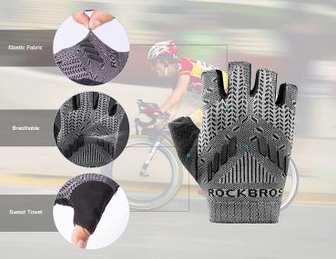 ROCKBROS | Herren Fahrradhandschuhe Sommer – Halbfinger Handschuhe