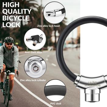 Preview: ROCKBROS | Kabelschloss mit Schlüssel – Kompaktes und tragbares Fahrradschloss – 300 mm Sicherheitskabel