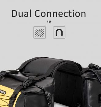 ROCKBROS | Motorrad Satteltaschen – 100% wasserdichte Doppelte Gepäcktaschen, Pannier Rack Bags, ca. 62L, in Grau und Gelb