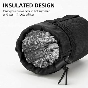 Preview: ROCKBROS | Lenkertasche mit Flaschenhalter – Isolierte Fahrradtasche für 1L Trinkflasche, mit Handytasche