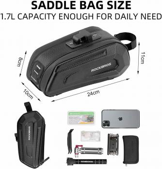 Preview: ROCKBROS | Satteltasche – Wasserdichte Fahrradtasche mit 3D Hard Shell für zusätzlichen Schutz