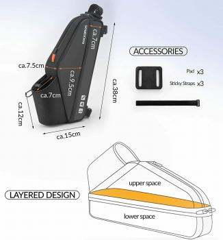 Preview: B83, ROCKBROS Bicycle Bag Waterproof Frame Bag Triangle Bag with Water Bottle