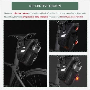 Preview: ROCKBROS | Wasserdichte Fahrradsatteltasche mit Flaschenhalter – Fahrradtasche für Mountainbikes, Rennräder und Fahrräder