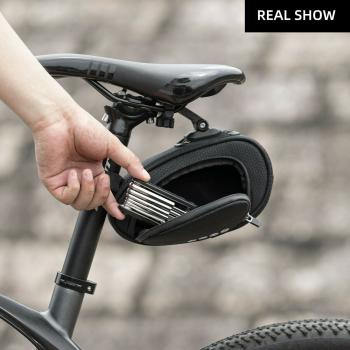 Preview: ROCKBROS | Satteltasche – Fahrradtasche für MTB und Rennrad, Schwarz, für Sattel und Fahrradsitz