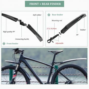 Preview: ROCKBROS | Fahrrad Schutzblech Set – 26/27,5 Zoll Spritzschutz für Vorn und Hinten
