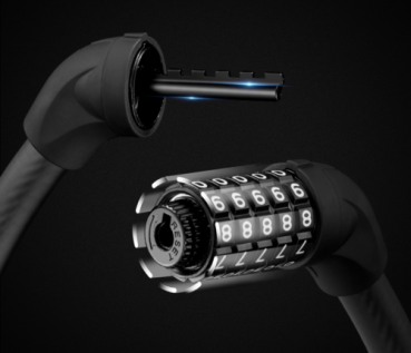 Preview: ROCKBROS | Fahrradschloss RKS502-BK – E-Bike Fünfziffern-Zahlenschloss, Rundschloss, PVC-beschichtet