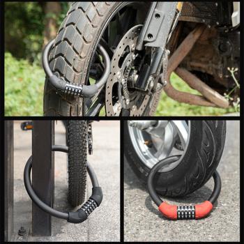 ROCKBROS | Fahrradschloss RKS502-BK – E-Bike Fünfziffern-Zahlenschloss, Rundschloss, PVC-beschichtet