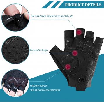 Preview: ROCKBROS | Fahrradhandschuhe – Halbfinger Radsporthandschuhe, rutschfest für Herren und Damen | Ideal für Radfahren, Laufen und Outdoor-Sport