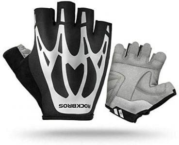 S227BK ROCKBROS Fahrrad Handschuhe Halbfingerhandschuhe mit Reflektierende Skeleton-Design Anti-Rutsch Stoßdämpfend MTB Rennrad Handschuhe Unisex M-XXL