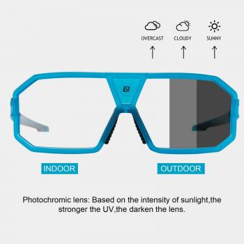 ROCKBROS | Photochrome Radbrille – Fahrrad Sonnenbrille für Damen & Herren, UV-Schutz, Wechselsicht, Schwarz
