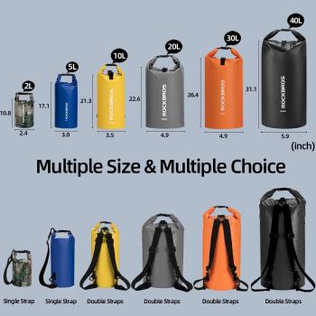 Preview: ROCKBROS | Dry Bag Wasserdicht – Packsack in 5L, 10L, 20L, 30L, 40L für Wassersport, Strand, Kajak, Rafting, Segeln und Outdoor-Aktivitäten