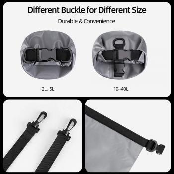 Preview: ROCKBROS | Dry Bag Wasserdicht – Packsack in 5L, 10L, 20L, 30L, 40L für Wassersport, Strand, Kajak, Rafting, Segeln und Outdoor-Aktivitäten