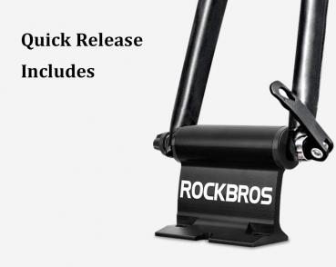 Preview: ROCKBROS | Fahrrad Dachträger mit Gabelhalterung für Auto – Aluminiumlegierung, Schnellspanner, Blockhead-Halterung und Fester Hinterrad-Gepäckträger