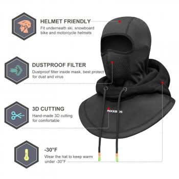 ROCKBROS | Skimaske Thermo Fleece Balaclava - Wintermütze Sturmhaube Unter Helm für Extrem-Wetterbedingungen