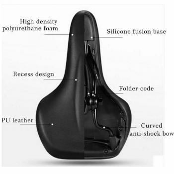 Preview: ROCKBROS | Fahrradsattel MTB Sattel Stoßfest Fahrradsitz Damen Herren Schwarz PU